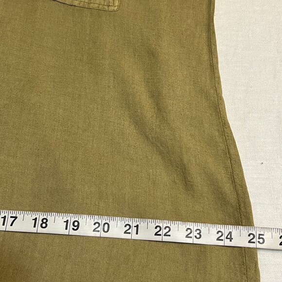 YFB Young Fabulous &Broke Linen Shirt Dress Olive Green Button Front Oversize M - Picture 8 of 10